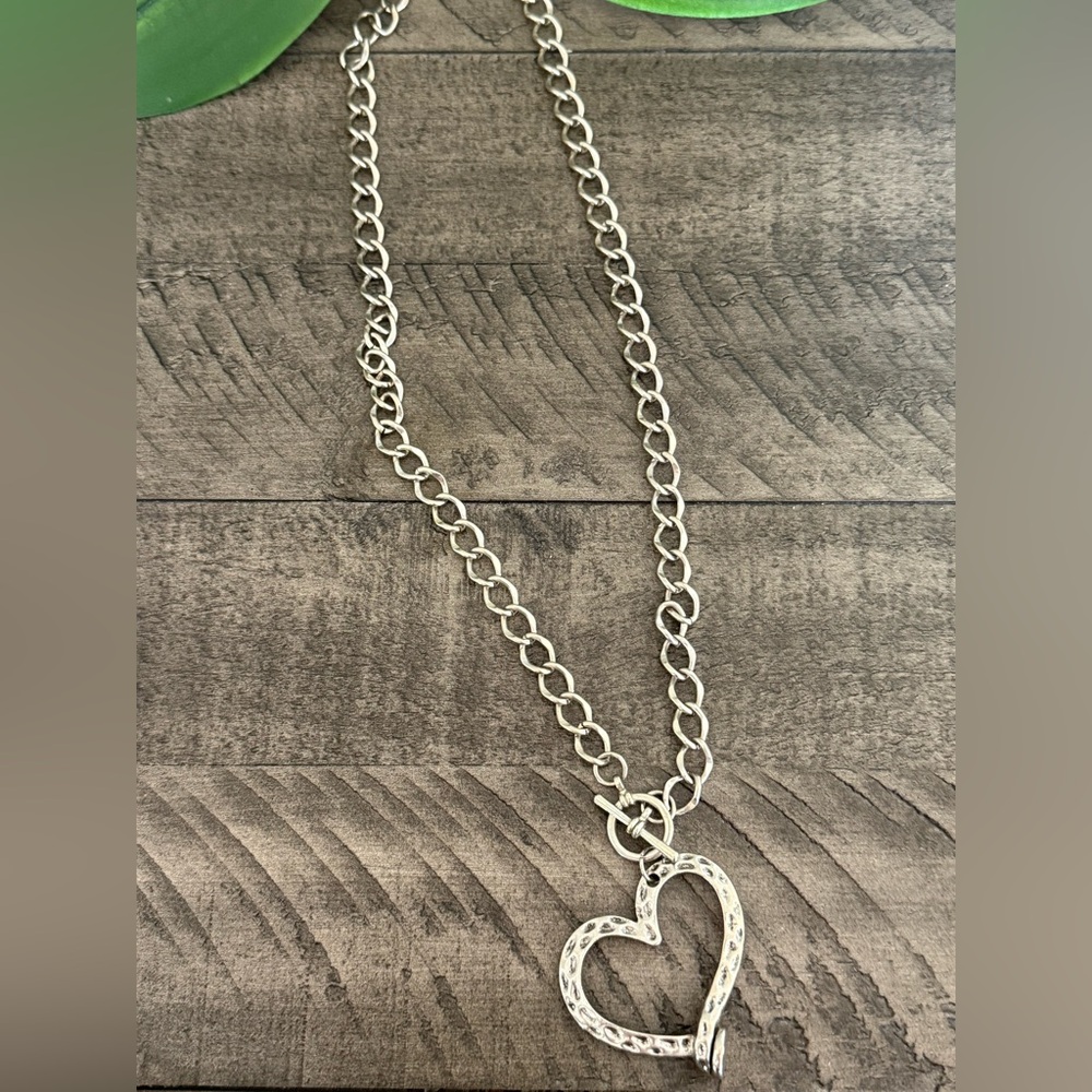 Silver Heart Pendant Chain Necklace - Women's Jewelry